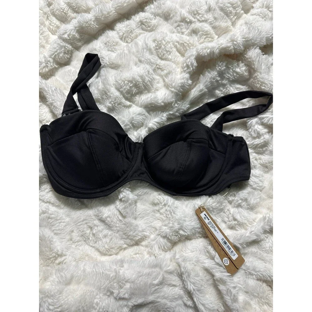 SKIMS SWIM STRAPLESS UNDERWIRE BIKINI TOP NWT ONYX MEDIUM